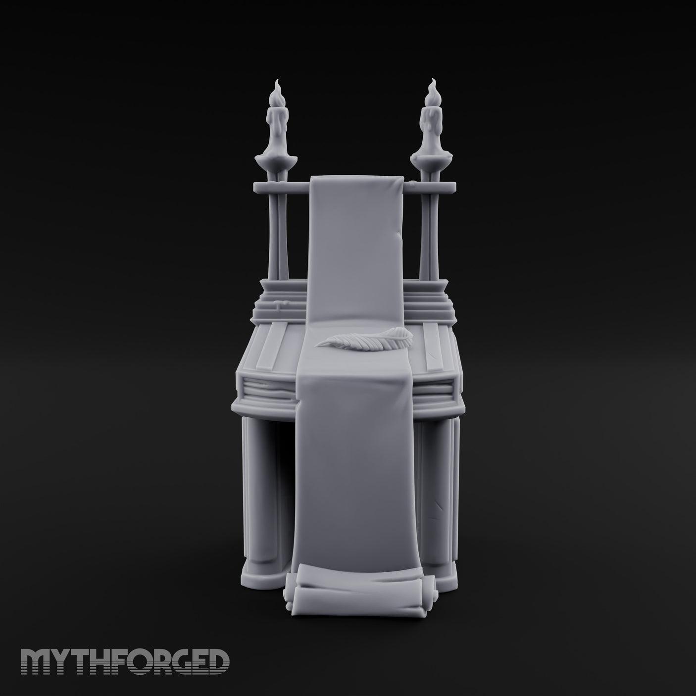 Twin-Candled Scroll-Draped Temple Lectern Desk gallery 2