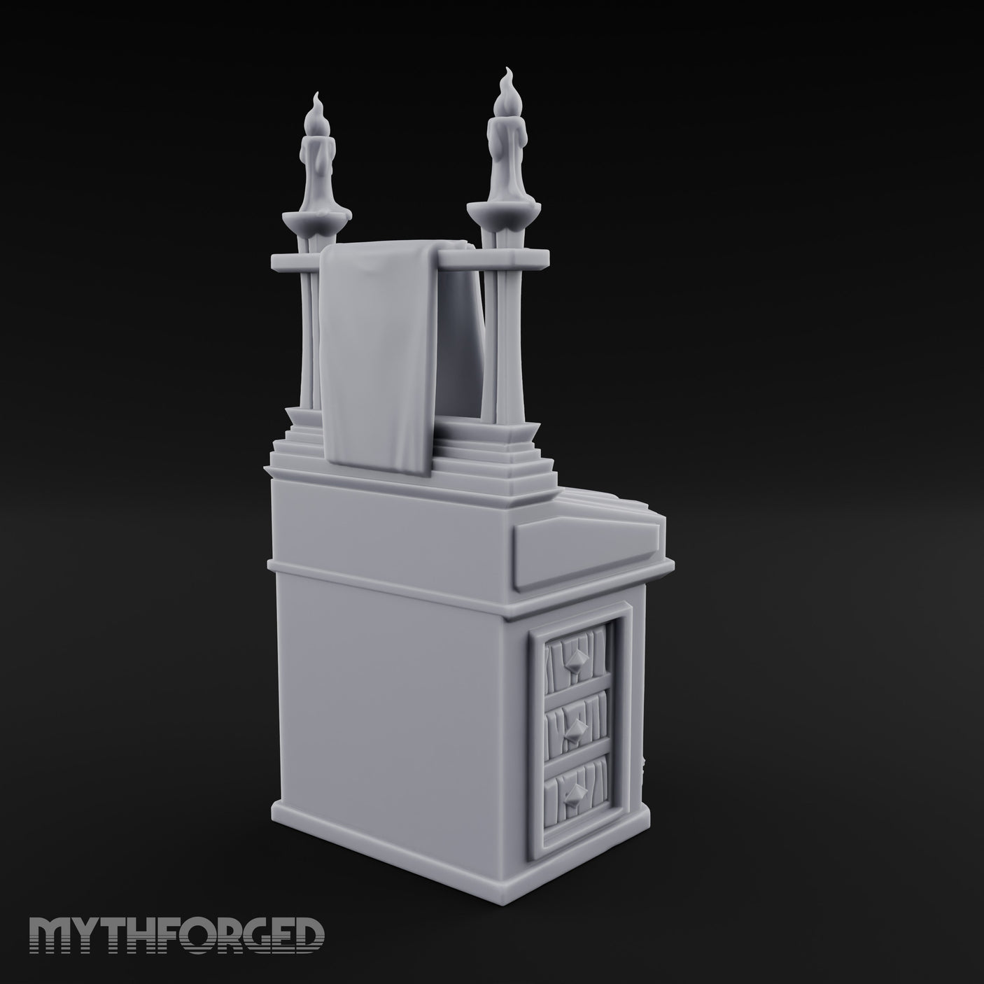 Twin-Candled Scroll-Draped Temple Lectern Desk gallery 5