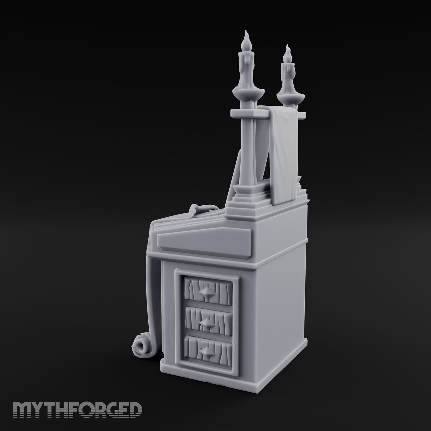 Twin-Candled Scroll-Draped Temple Lectern Desk gallery 7
