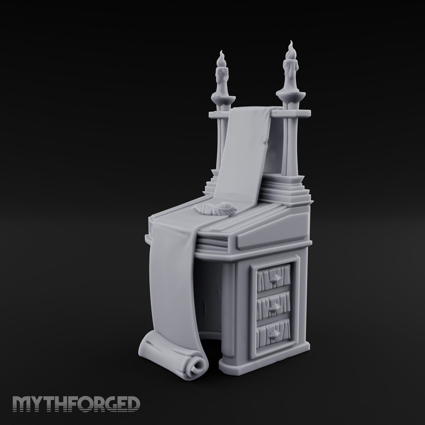 Twin-Candled Scroll-Draped Temple Lectern Desk gallery 9