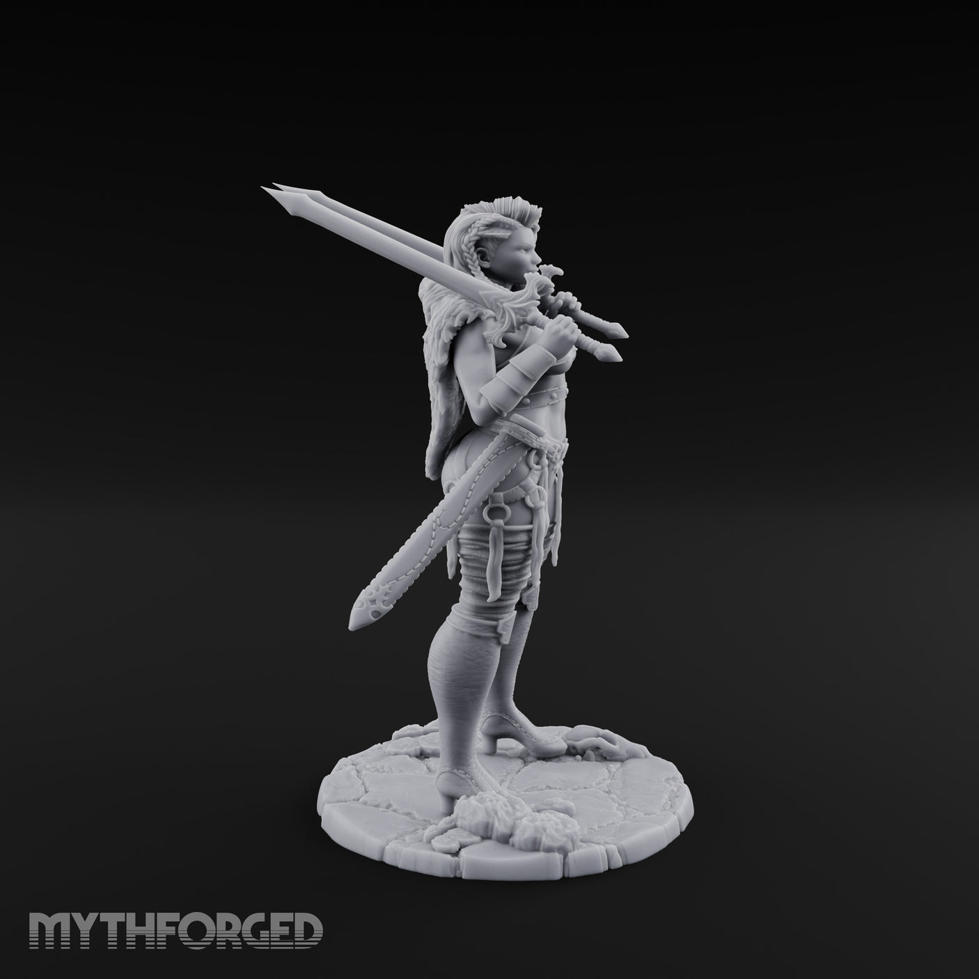 Twin Daggers Raised Smirking Human Barbarian Miniature for Dungeons and Dragons, Pathfinder or other TTRPGs