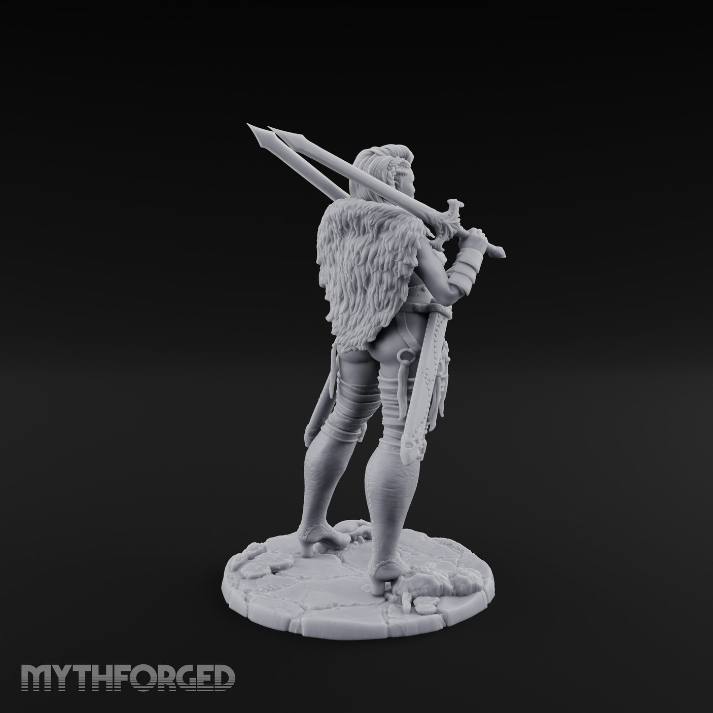 Twin Daggers Raised Smirking Human Barbarian Miniature for Dungeons and Dragons, Pathfinder or other TTRPGs