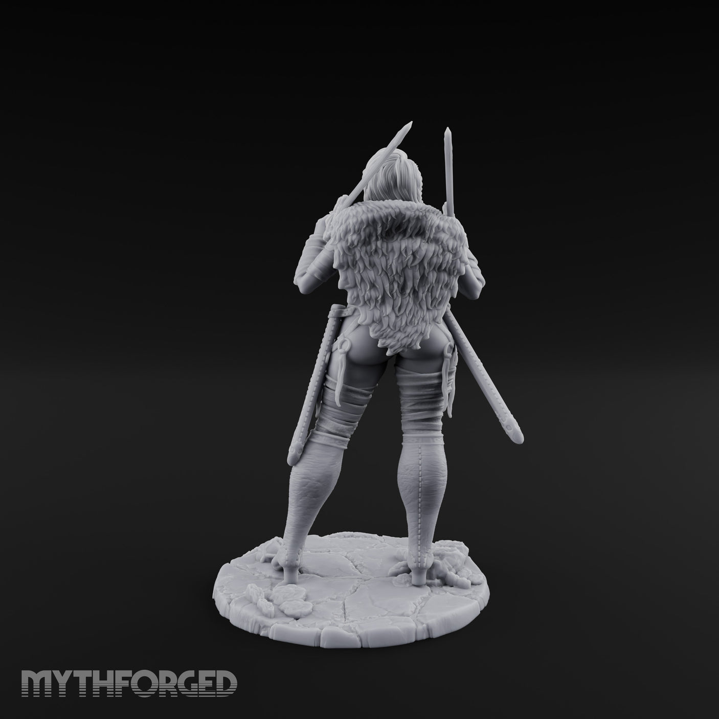 Twin Daggers Raised Smirking Human Barbarian Miniature for Dungeons and Dragons, Pathfinder or other TTRPGs