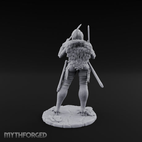 Twin Daggers Raised Smirking Human Barbarian Miniature for Dungeons and Dragons, Pathfinder or other TTRPGs