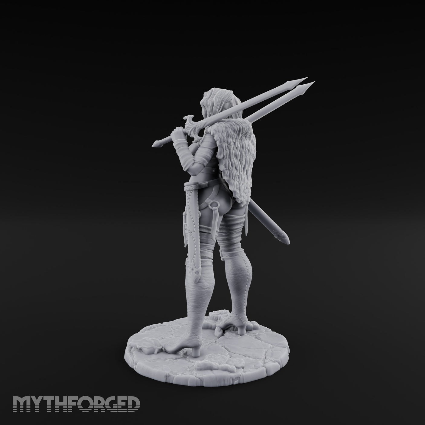 Twin Daggers Raised Smirking Human Barbarian Miniature for Dungeons and Dragons, Pathfinder or other TTRPGs