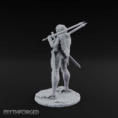 Twin Daggers Raised Smirking Human Barbarian Miniature for Dungeons and Dragons, Pathfinder or other TTRPGs