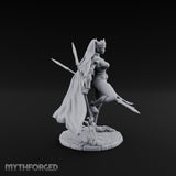 Twin Glaives Knee Raised Tiefling Warrior Miniature for Dungeons and Dragons, Pathfinder or other TTRPGs