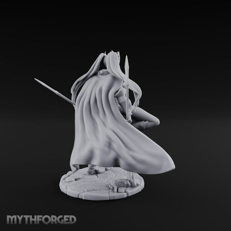 Twin Glaives Knee Raised Tiefling Warrior Miniature for Dungeons and Dragons, Pathfinder or other TTRPGs