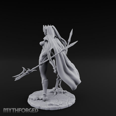 Twin Glaives Knee Raised Tiefling Warrior Miniature for Dungeons and Dragons, Pathfinder or other TTRPGs