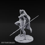 Twin Glaives Knee Raised Tiefling Warrior Miniature for Dungeons and Dragons, Pathfinder or other TTRPGs
