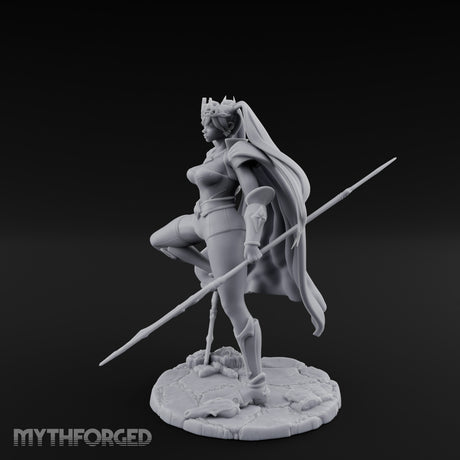 Twin Glaives Knee Raised Tiefling Warrior Miniature for Dungeons and Dragons, Pathfinder or other TTRPGs