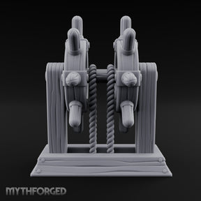 Twin-Spooled Bolt-Clamped Ship Helm Miniature for Dungeons and Dragons, Pathfinder or other TTRPGs