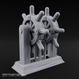 Twin-Spooled Bolt-Clamped Ship Helm Miniature for Dungeons and Dragons, Pathfinder or other TTRPGs