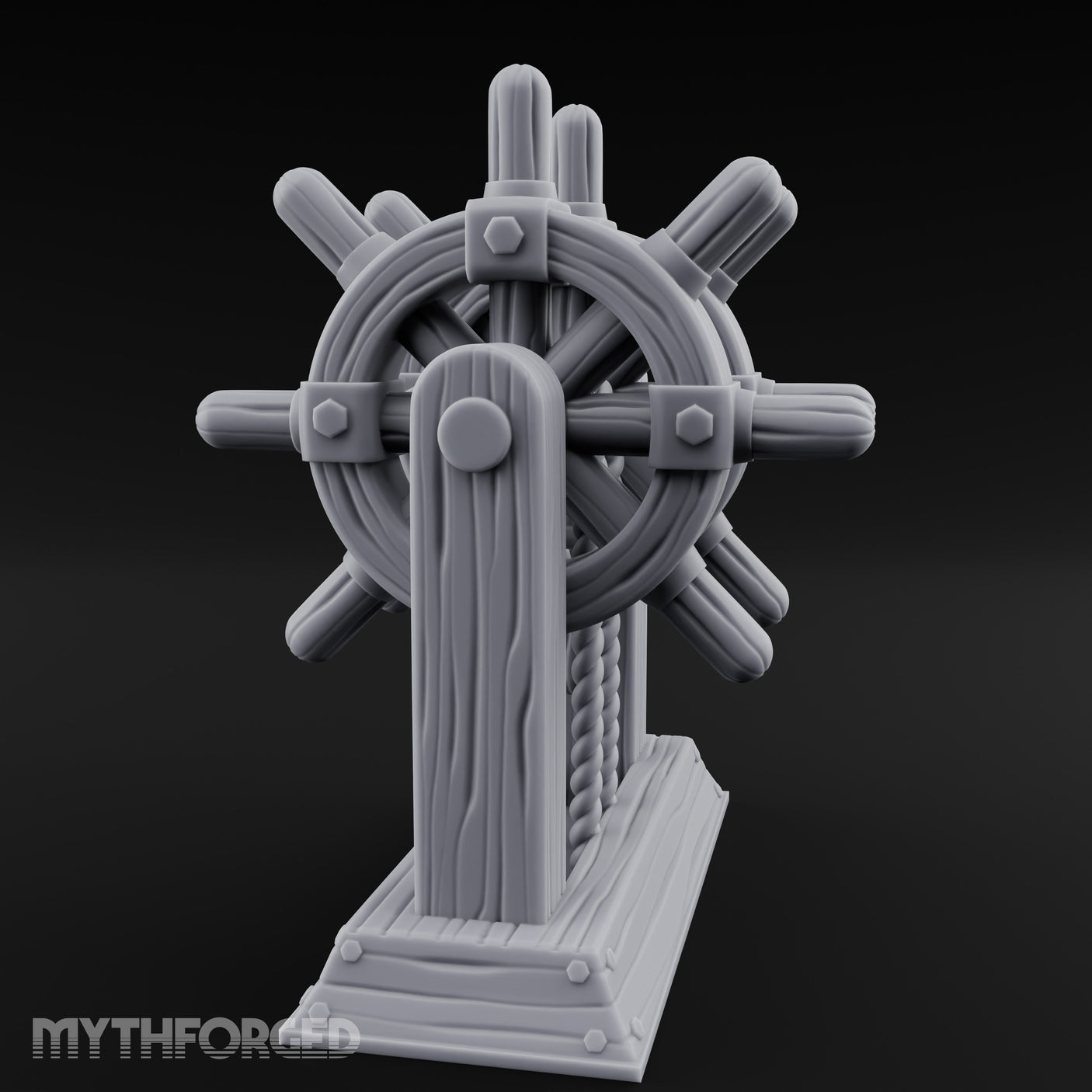 Twin-Spooled Bolt-Clamped Ship Helm Miniature for Dungeons and Dragons, Pathfinder or other TTRPGs