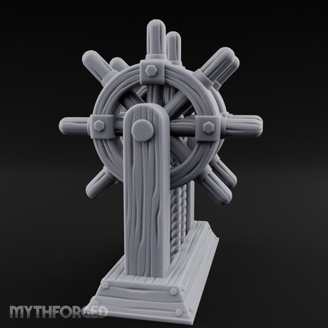 Twin-Spooled Bolt-Clamped Ship Helm Miniature for Dungeons and Dragons, Pathfinder or other TTRPGs