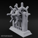 Twin-Spooled Bolt-Clamped Ship Helm Miniature for Dungeons and Dragons, Pathfinder or other TTRPGs