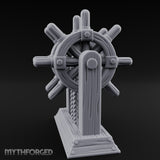 Twin-Spooled Bolt-Clamped Ship Helm Miniature for Dungeons and Dragons, Pathfinder or other TTRPGs