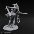 Twin Swords Knee Raised Tiefling Duelist Miniature for Dungeons and Dragons, Pathfinder or other TTRPGs