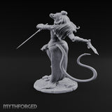 Twin Swords Knee Raised Tiefling Duelist Miniature for Dungeons and Dragons, Pathfinder or other TTRPGs