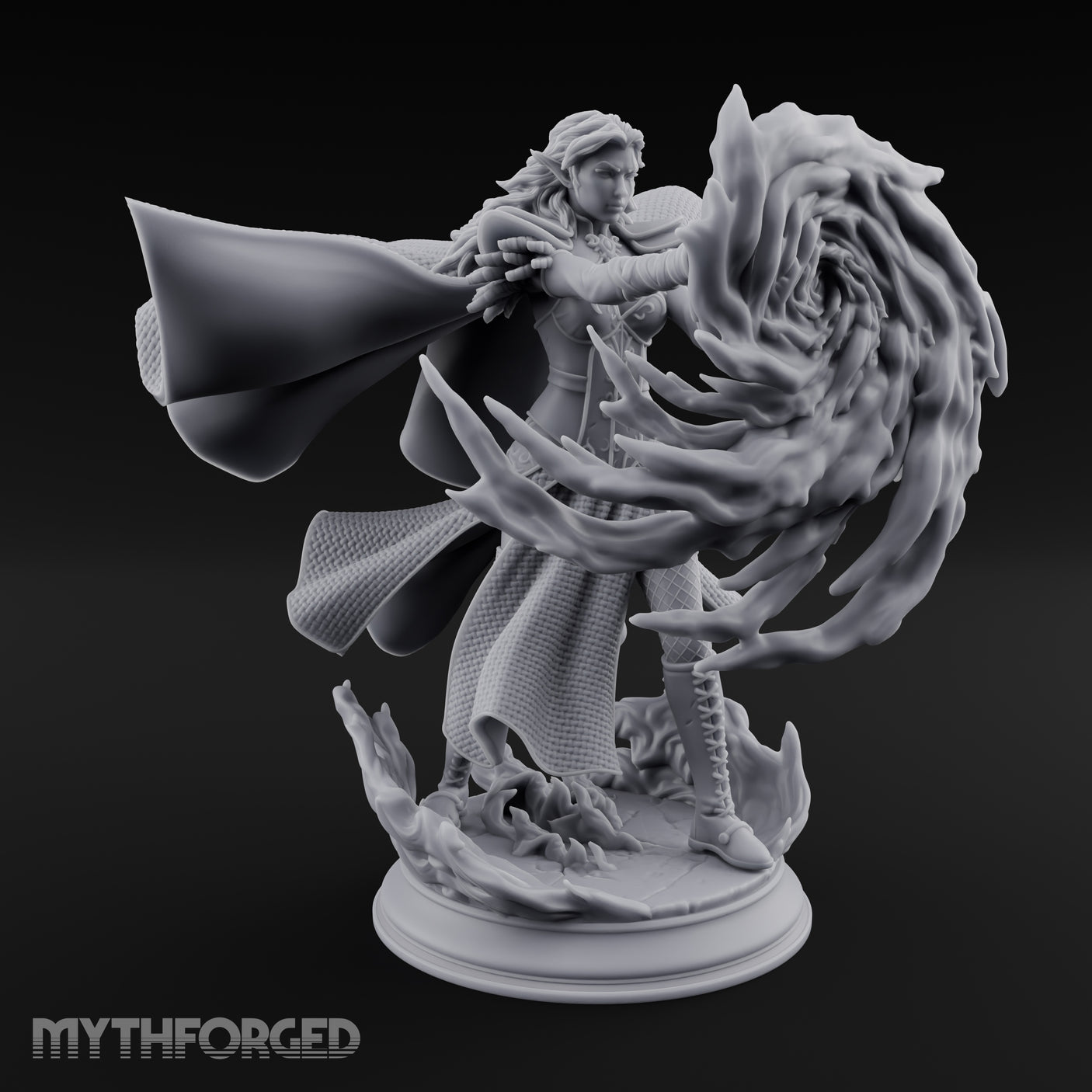 Whirlwind Conjuring Human Witch Miniature for Dungeons and Dragons, Pathfinder or other TTRPGs