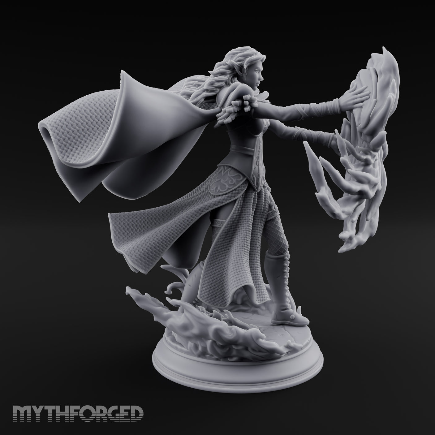 Whirlwind Conjuring Human Witch Miniature for Dungeons and Dragons, Pathfinder or other TTRPGs