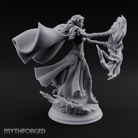 Whirlwind Conjuring Human Witch Miniature for Dungeons and Dragons, Pathfinder or other TTRPGs