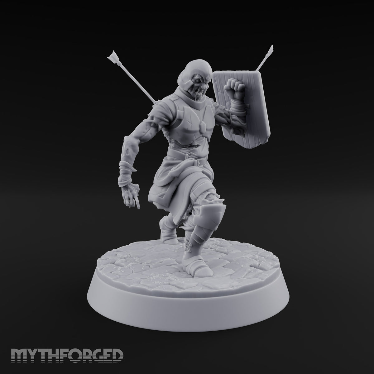 Dead Set Against Rest Zombie Warband with Necromancer — A · Shield + Bare Hands (Lowered) + Bare Hands (Raised) · Mounted