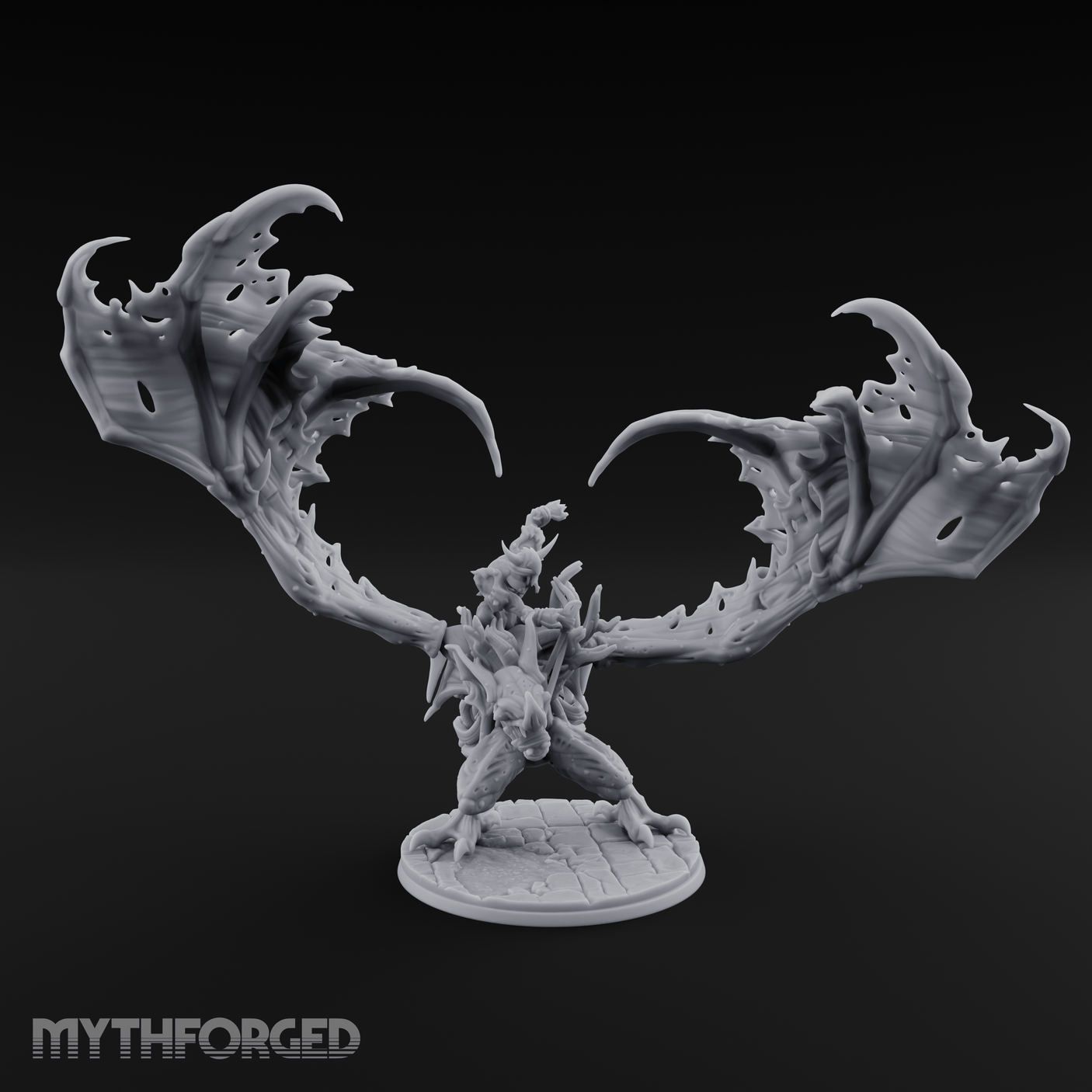Wings Spread Wide Ghoul Bat Rider Miniature for Dungeons and Dragons, Pathfinder or other TTRPGs