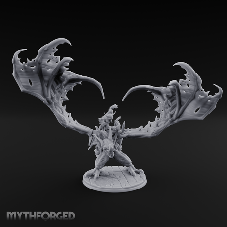 Wings Spread Wide Ghoul Bat Rider Miniature for Dungeons and Dragons, Pathfinder or other TTRPGs