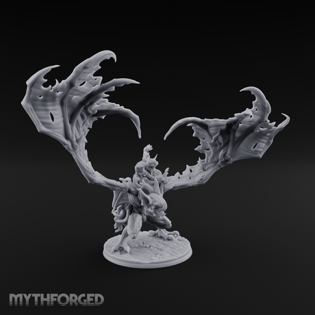 Wings Spread Wide Ghoul Bat Rider Miniature for Dungeons and Dragons, Pathfinder or other TTRPGs