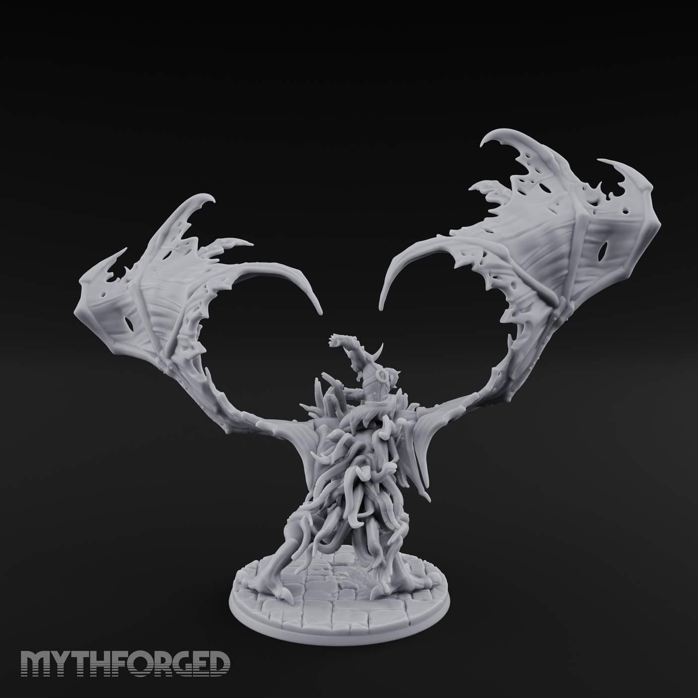 Wings Spread Wide Ghoul Bat Rider Miniature for Dungeons and Dragons, Pathfinder or other TTRPGs