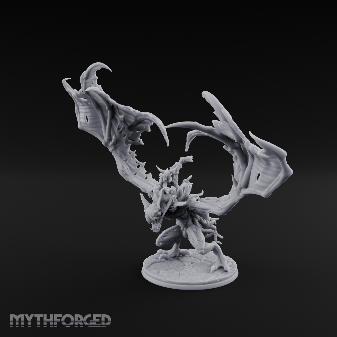 Wings Spread Wide Ghoul Bat Rider Miniature for Dungeons and Dragons, Pathfinder or other TTRPGs