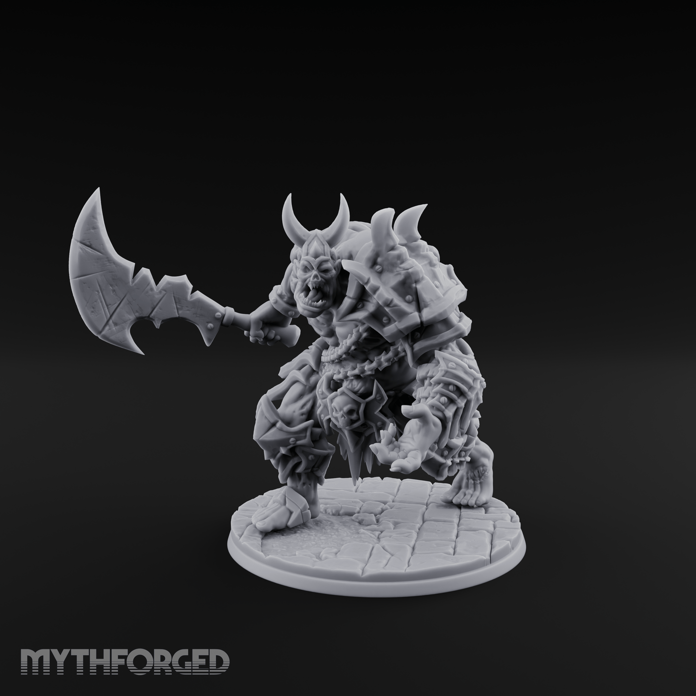 Axe Hefting Undead Troll Ghoul Brute Miniature for Dungeons and Dragons, Pathfinder or other TTRPGs