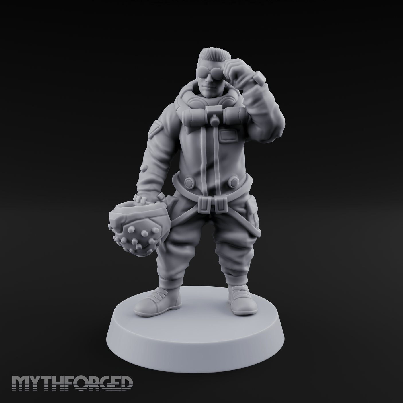 Cool As Ice Human Pilot Miniature for Dungeons and Dragons, Pathfinder or other TTRPGs