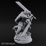Overhead Cleaving Human Swordmaster Miniature for Dungeons and Dragons, Pathfinder or other TTRPGs