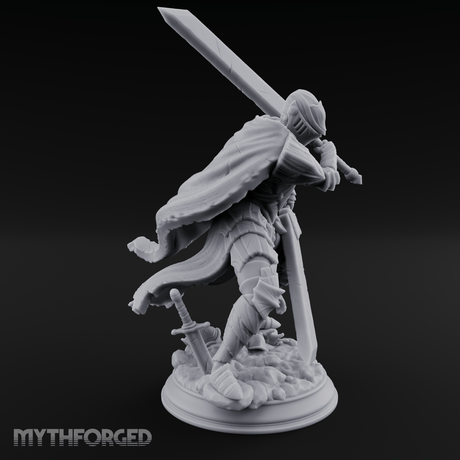 Overhead Cleaving Human Swordmaster Miniature for Dungeons and Dragons, Pathfinder or other TTRPGs