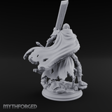 Overhead Cleaving Human Swordmaster Miniature for Dungeons and Dragons, Pathfinder or other TTRPGs