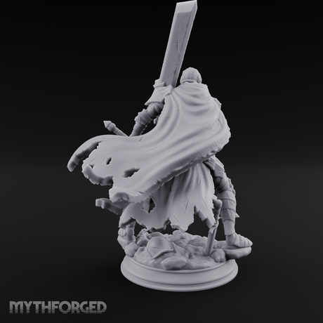 Overhead Cleaving Human Swordmaster Miniature for Dungeons and Dragons, Pathfinder or other TTRPGs