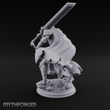 Overhead Cleaving Human Swordmaster Miniature for Dungeons and Dragons, Pathfinder or other TTRPGs