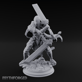Overhead Cleaving Human Swordmaster Miniature for Dungeons and Dragons, Pathfinder or other TTRPGs