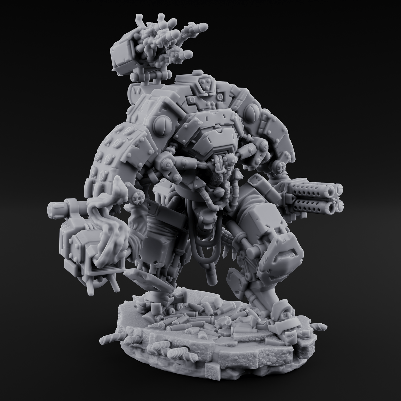 Junkyard Stomping Necrolinked Mechs Miniature for Dungeons and Dragons, Pathfinder or other TTRPGs