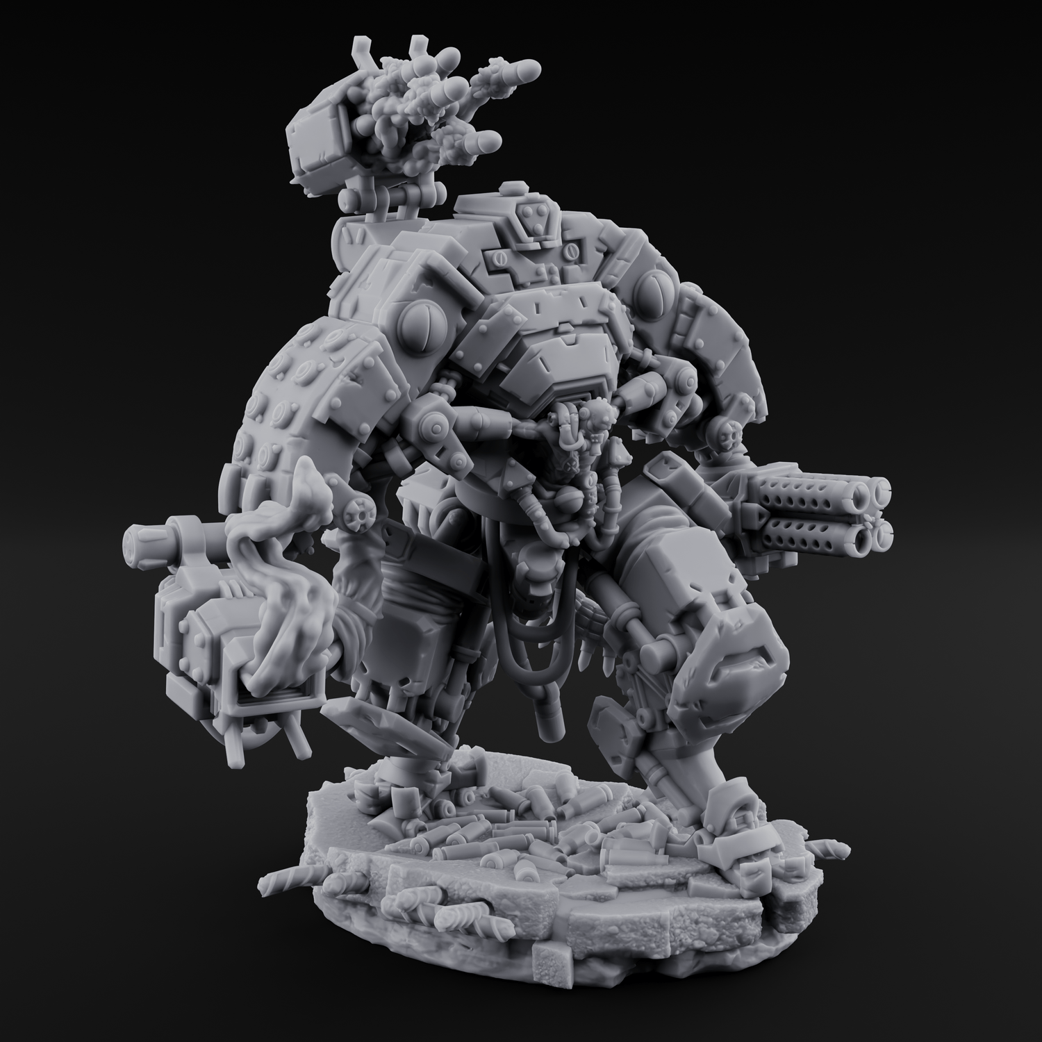 Junkyard Stomping Necrolinked Mechs Miniature for Dungeons and Dragons, Pathfinder or other TTRPGs