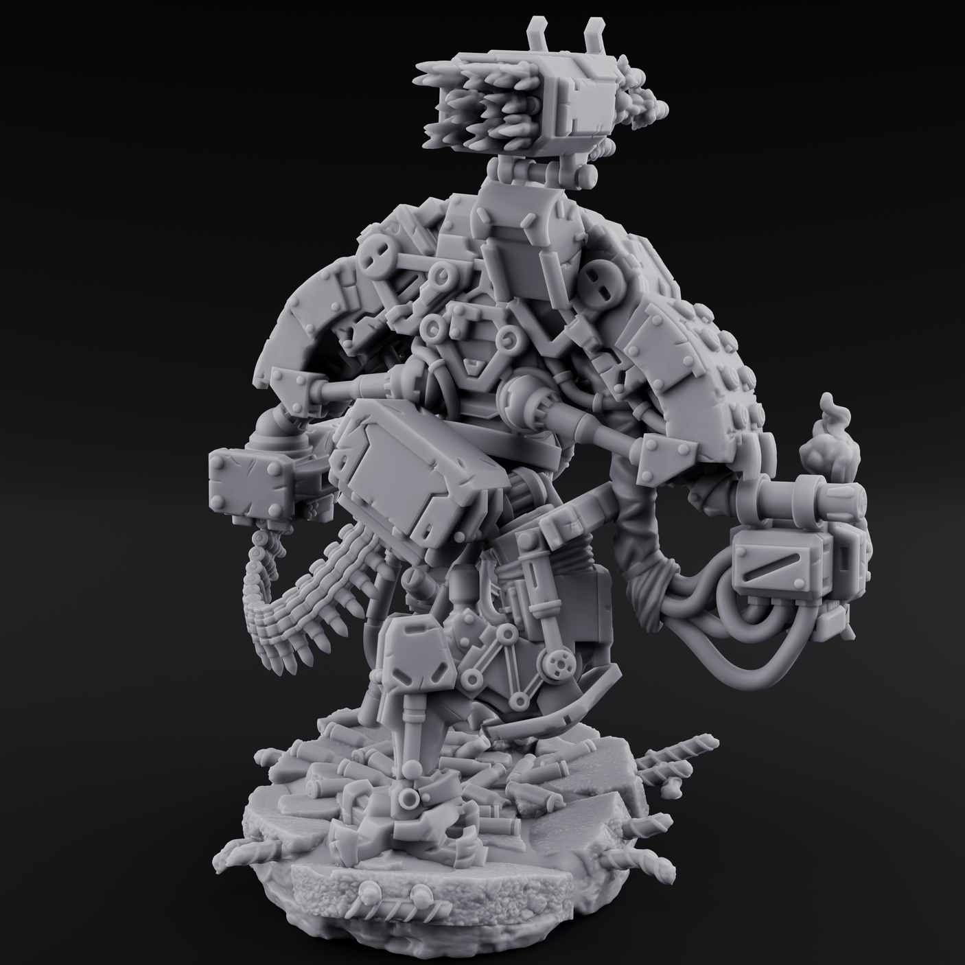 Junkyard Stomping Necrolinked Mech A Miniature for Dungeons and Dragons, Pathfinder or other TTRPGs