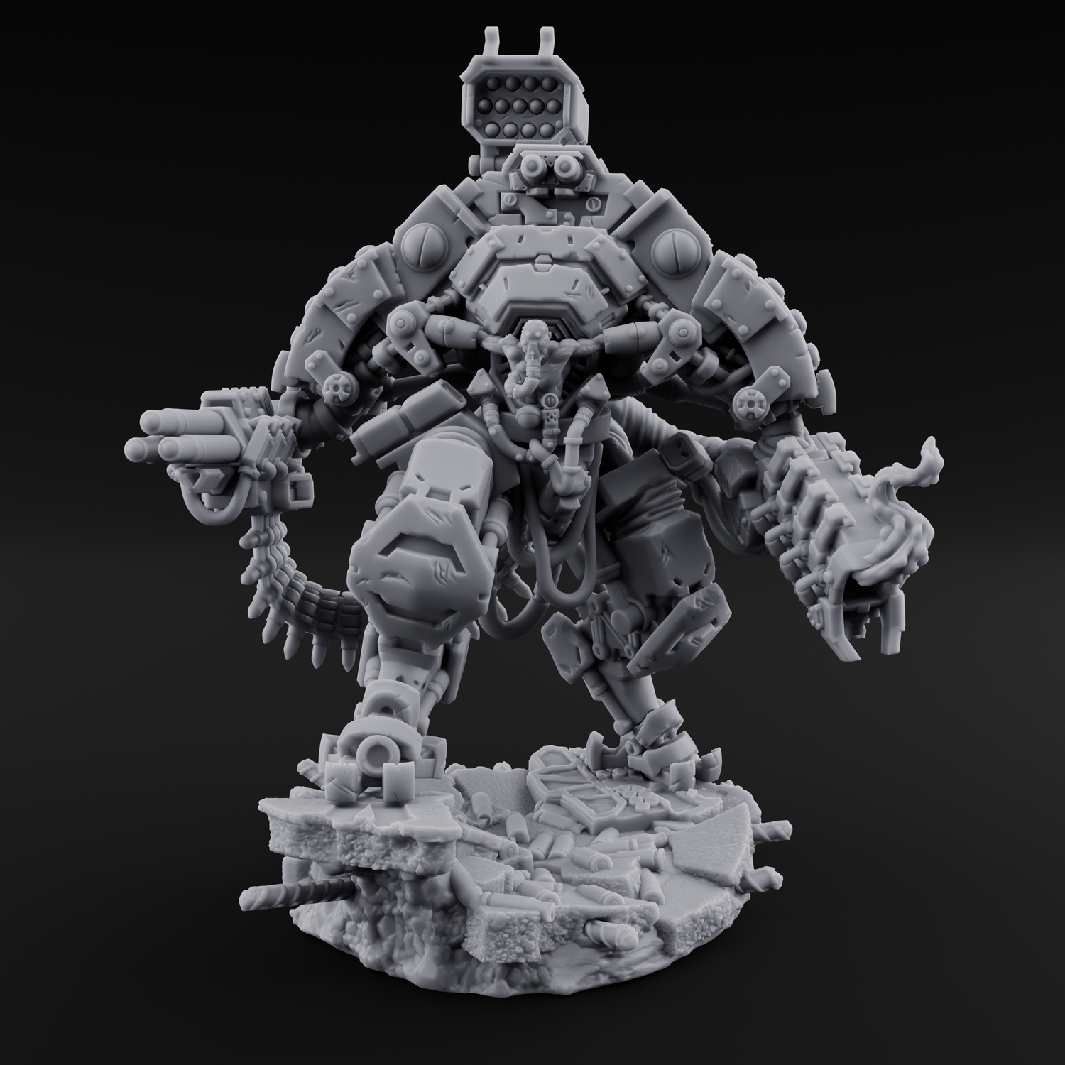 Junkyard Stomping Necrolinked Mech B Miniature for Dungeons and Dragons, Pathfinder or other TTRPGs