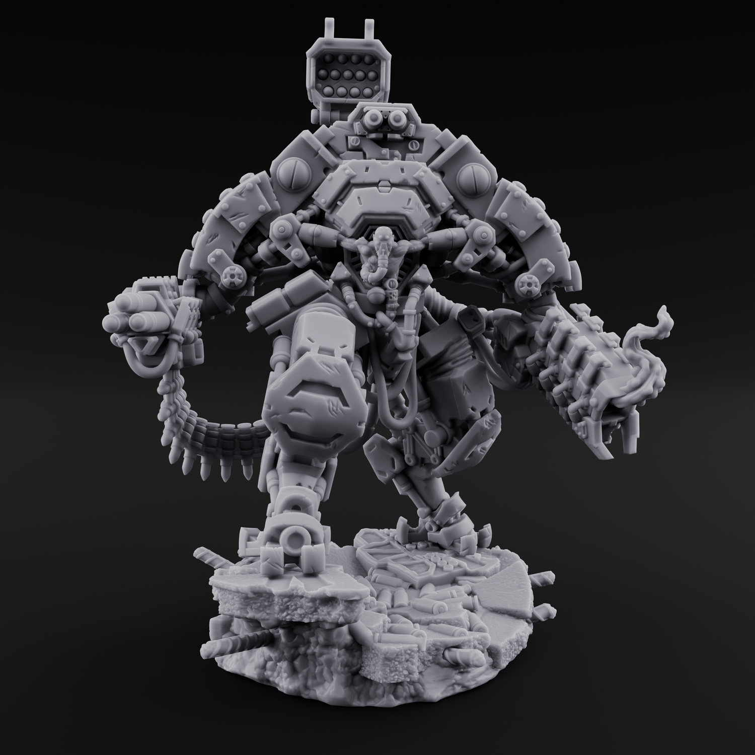 Junkyard Stomping Necrolinked Mechs Miniature for Dungeons and Dragons, Pathfinder or other TTRPGs