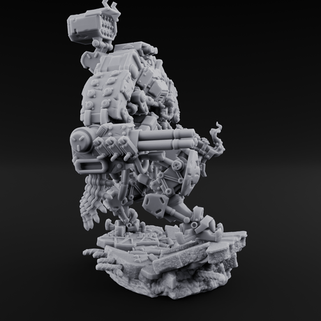 Junkyard Stomping Necrolinked Mech B Miniature for Dungeons and Dragons, Pathfinder or other TTRPGs