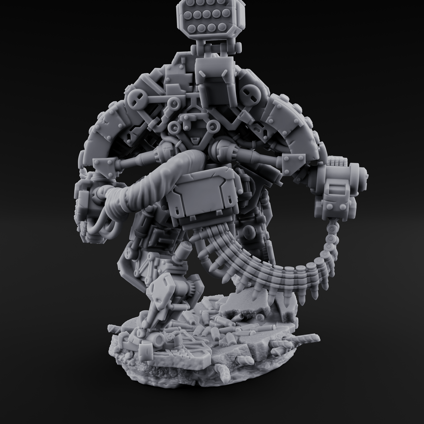 Junkyard Stomping Necrolinked Mech B Miniature for Dungeons and Dragons, Pathfinder or other TTRPGs