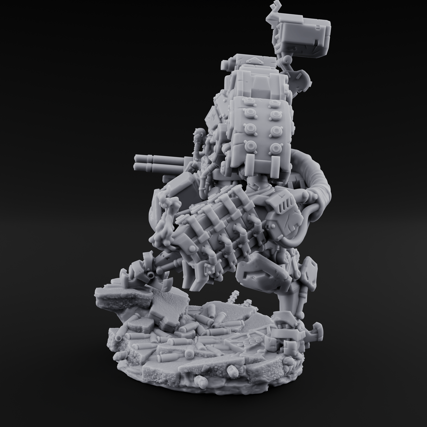 Junkyard Stomping Necrolinked Mech B Miniature for Dungeons and Dragons, Pathfinder or other TTRPGs