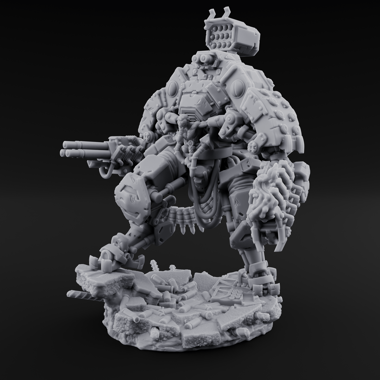 Junkyard Stomping Necrolinked Mech B Miniature for Dungeons and Dragons, Pathfinder or other TTRPGs