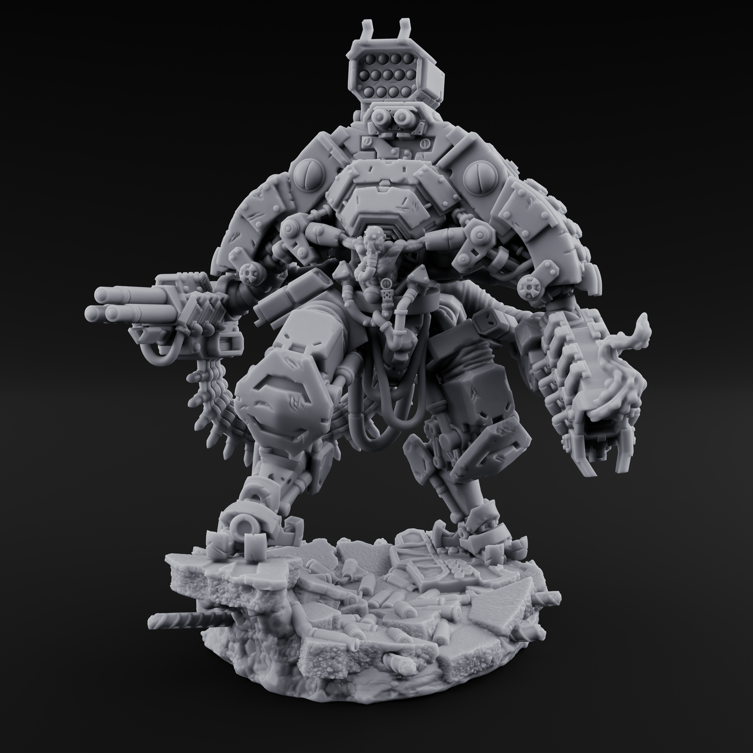 Junkyard Stomping Necrolinked Mech B Miniature for Dungeons and Dragons, Pathfinder or other TTRPGs